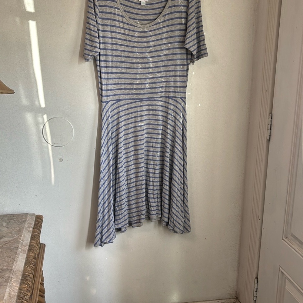 LuLaRoe Gray and White A-Line Midi Dress